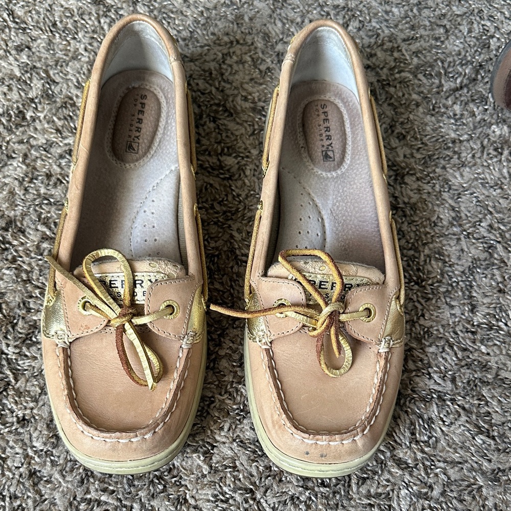 Sperry Women's Beige and Gold Loafers
